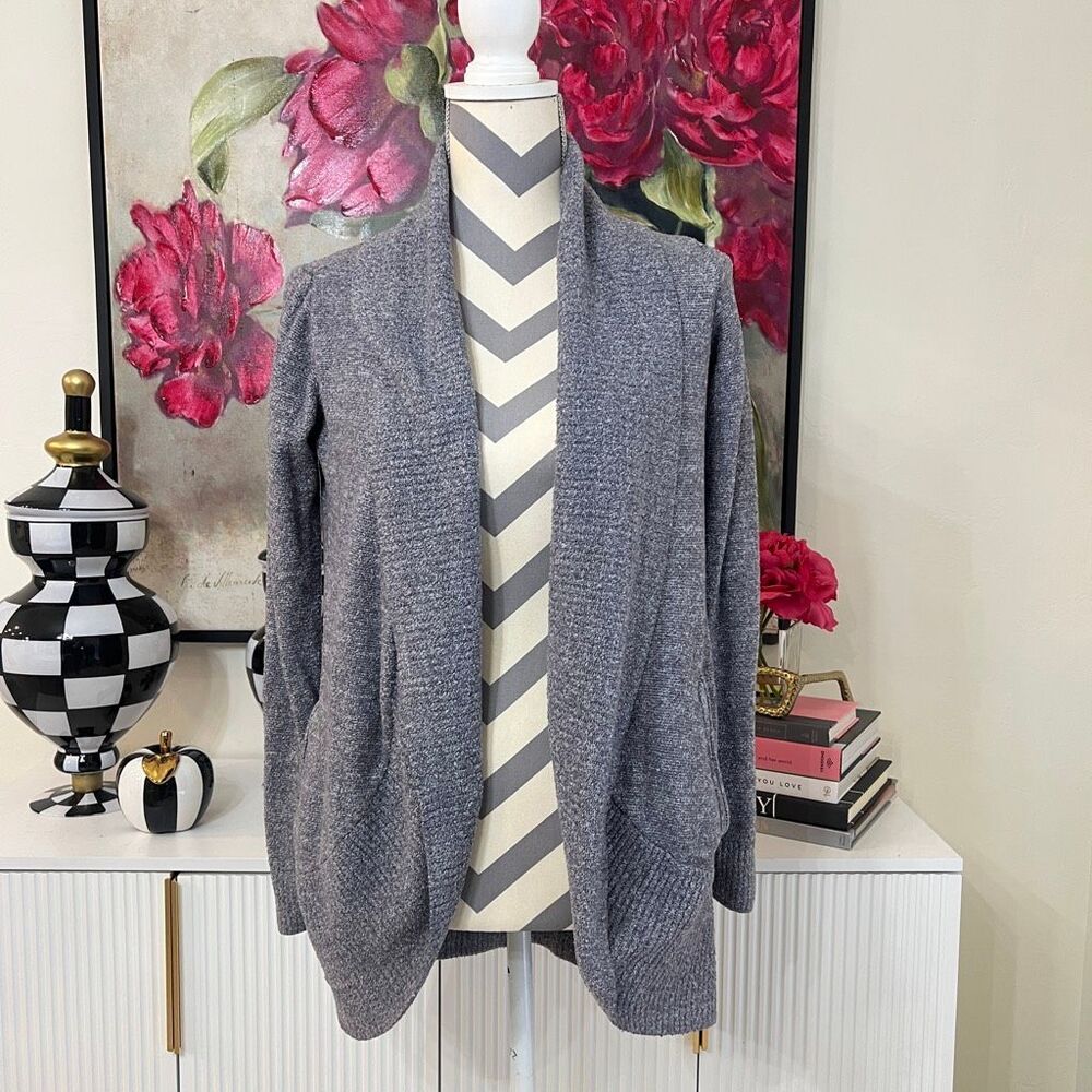 Barefoot Dreams Womens CozyChic Lite Open Front Circle Cardigan Heather Gray XS